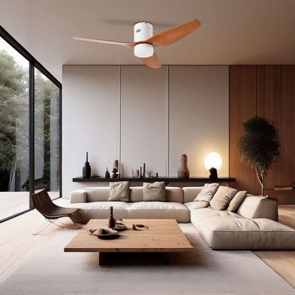 ZEVENTI - LED loftventilator dæmpbar PADUA LED/18W/230V 3000-6000K Wi-Fi Tuya hvid/brun + fjernbetjening