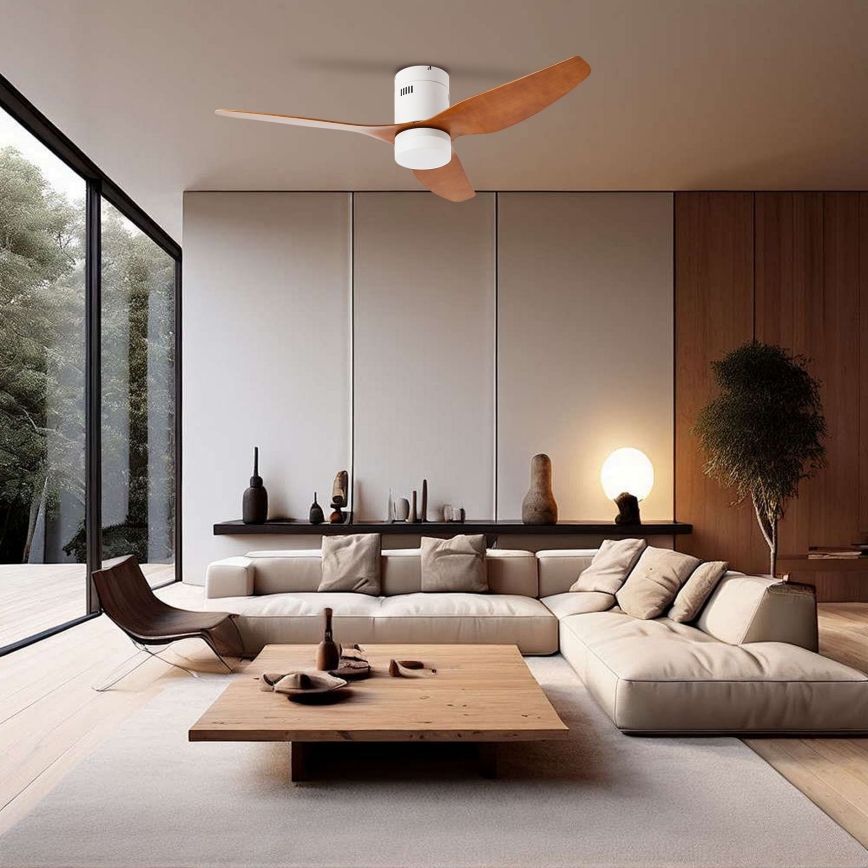 ZEVENTI - LED loftventilator dæmpbar PADUA LED/18W/230V 3000-6000K Wi-Fi Tuya hvid/brun + fjernbetjening