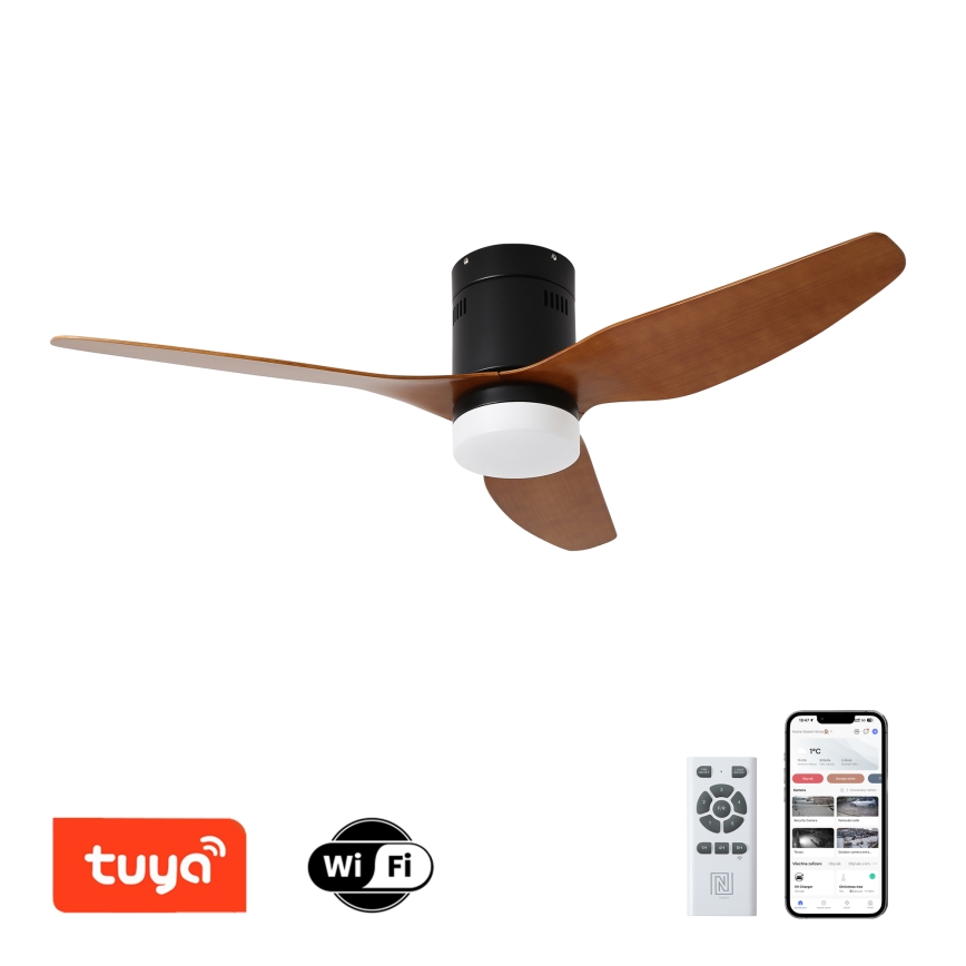ZEVENTI - LED loftventilator dæmpbar PADUA LED/18W/230V 3000-6000K Wi-Fi Tuya sort/brun + fjernbetjening