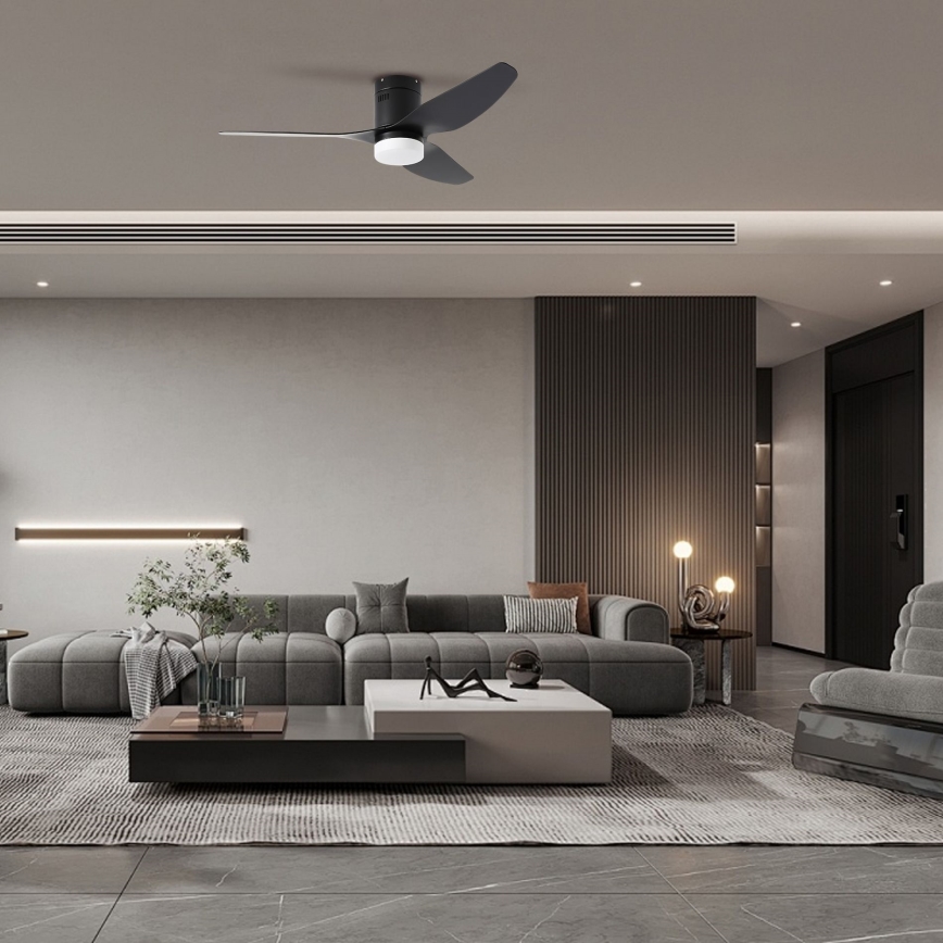 ZEVENTI - LED loftventilator dæmpbar PADUA LED/18W/230V 3000-6000K Wi-Fi Tuya sort + fjernbetjening