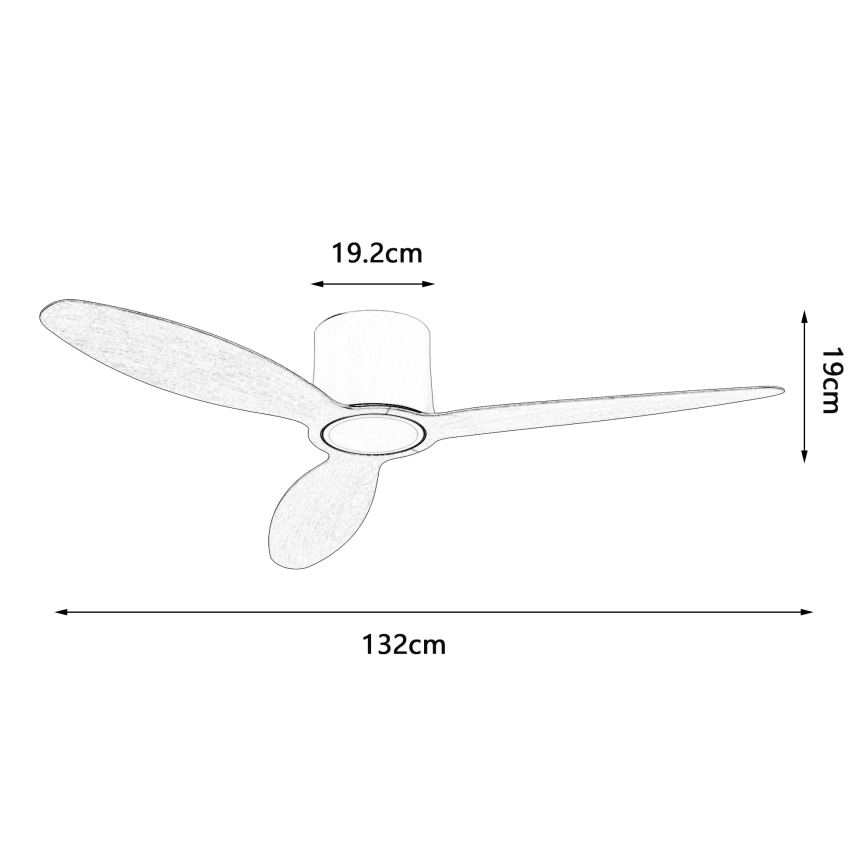 ZEVENTI - LED-dæmpbar loftventilator VENTORA LED/24W/230V 3000/4000/6000K Wi-Fi Tuya hvid/eg + fjernbetjening