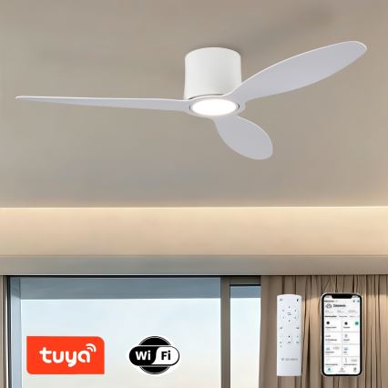 ZEVENTI - LED-dæmpbar loftventilator VENTORA LED/24W/230V 3000/4000/6000K Wi-Fi Tuya hvid + fjernbetjening