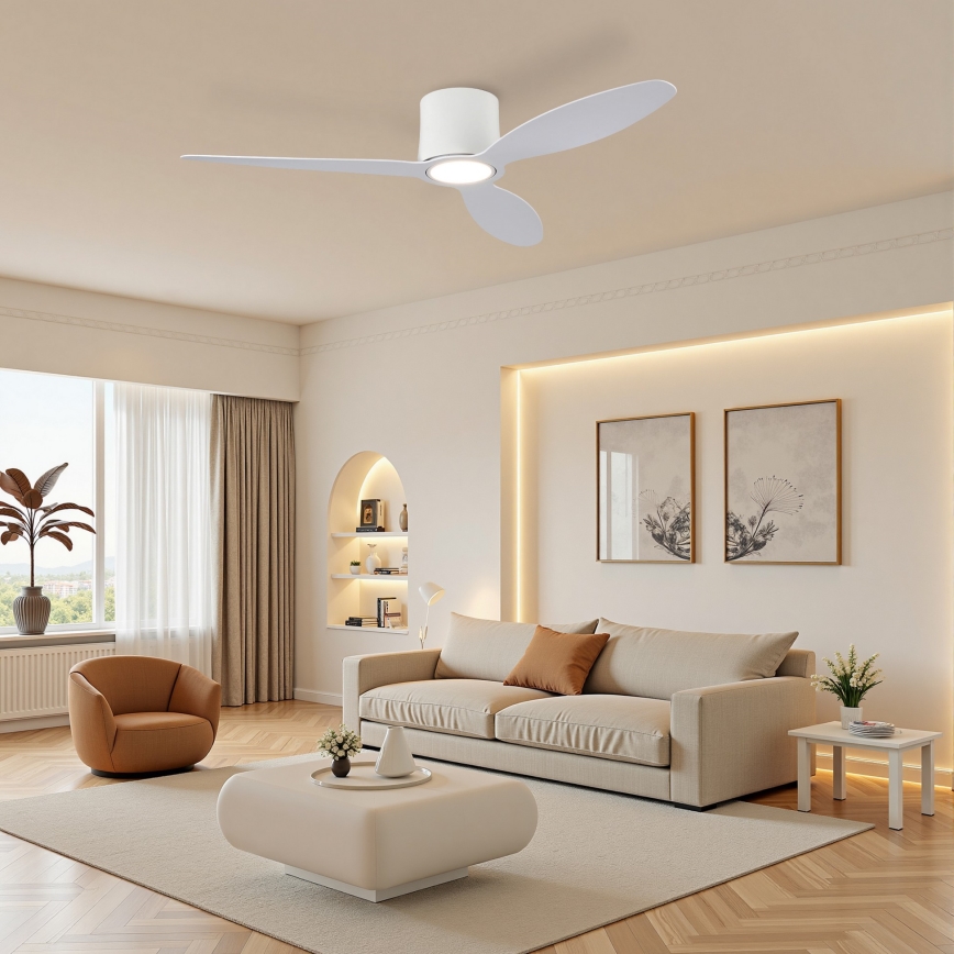 ZEVENTI - LED-dæmpbar loftventilator VENTORA LED/24W/230V 3000/4000/6000K Wi-Fi Tuya hvid + fjernbetjening