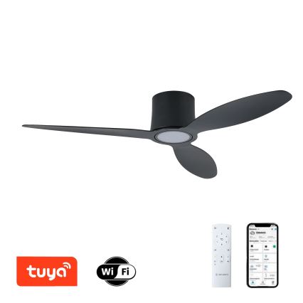 ZEVENTI - LED-dæmpbar loftventilator VENTORA LED/24W/230V 3000/4000/6000K Wi-Fi Tuya sort + fjernbetjening