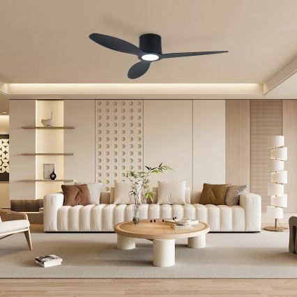 ZEVENTI - LED-dæmpbar loftventilator VENTORA LED/24W/230V 3000/4000/6000K Wi-Fi Tuya sort + fjernbetjening