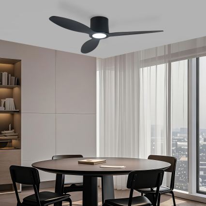 ZEVENTI - LED-dæmpbar loftventilator VENTORA LED/24W/230V 3000/4000/6000K Wi-Fi Tuya sort + fjernbetjening