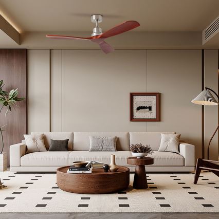 ZEVENTI - Loftsventilator LIONI Wi‑Fi Tuya mat krom/eg + fjernbetjening