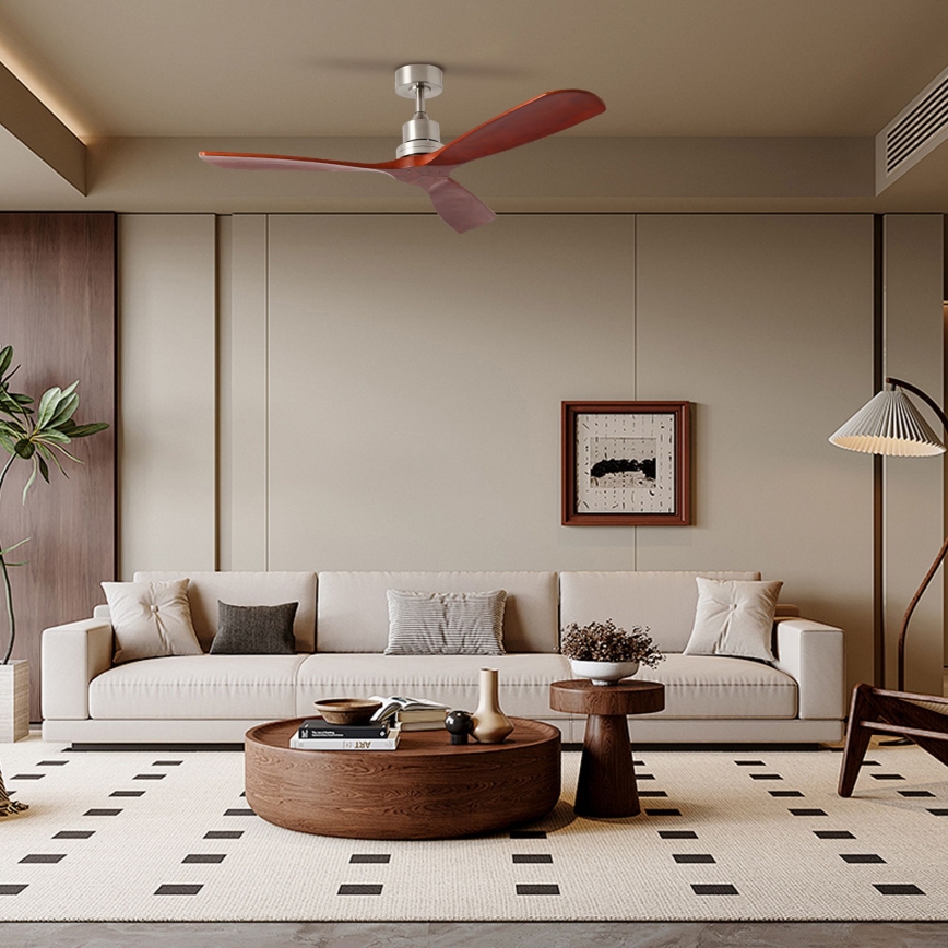 ZEVENTI - Loftsventilator LIONI Wi‑Fi Tuya mat krom/eg + fjernbetjening