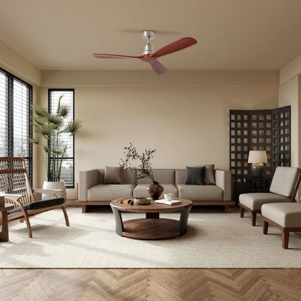 ZEVENTI - Loftsventilator LIONI Wi‑Fi Tuya mat krom/eg + fjernbetjening