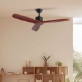 ZEVENTI - Loftsventilator CUENCA Wi-Fi Tuya sort/eg + fjernbetjening
