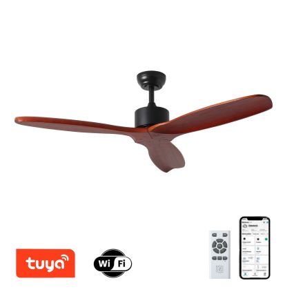 ZEVENTI - Loftventilator CUENCA Wi-Fi Tuya sort/eg + fjernbetjening