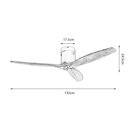 ZEVENTI - Loftventilator SPELLO Wi-Fi Tuya sort/eg + fjernbetjening