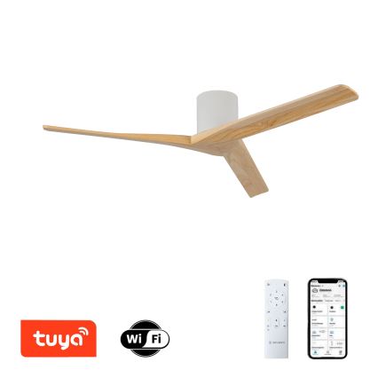 ZEVENTI - Loftventilator VELLON Wi-Fi Tuya hvid/paulownia + fjernbetjening