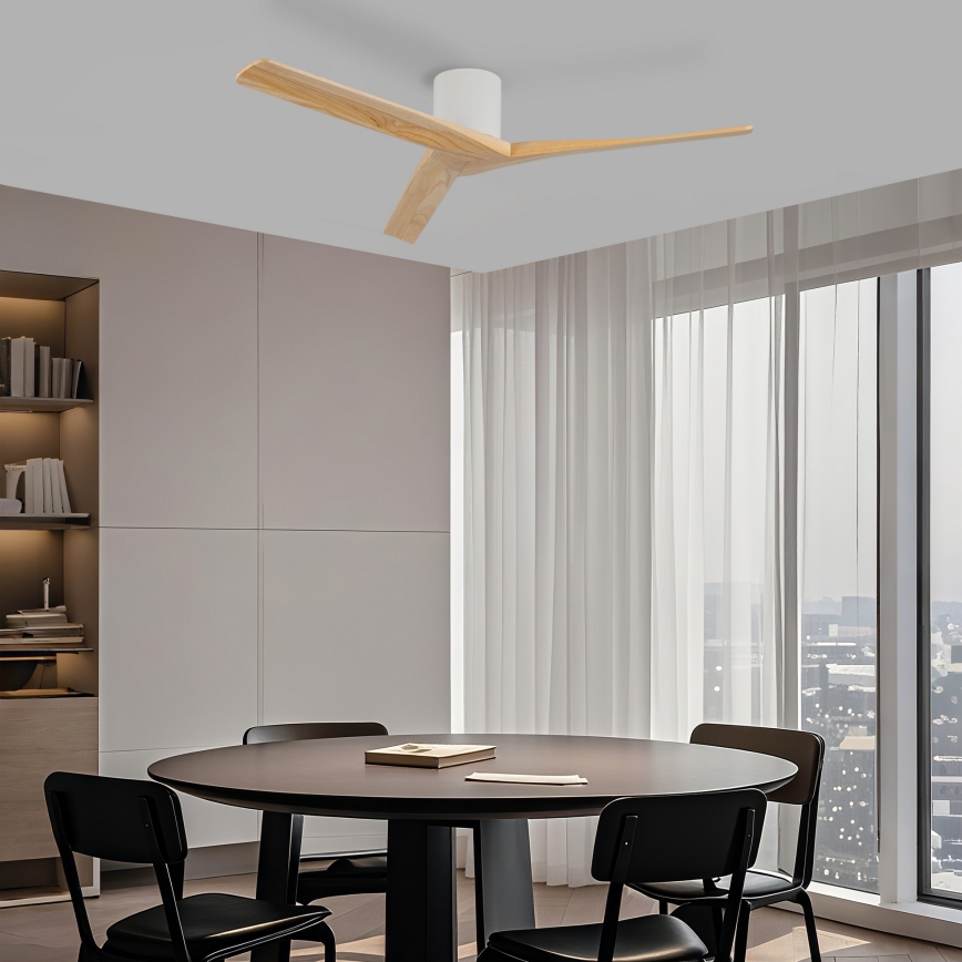 ZEVENTI - Loftventilator VELLON Wi-Fi Tuya hvid/paulowniatræ + fjernbetjening