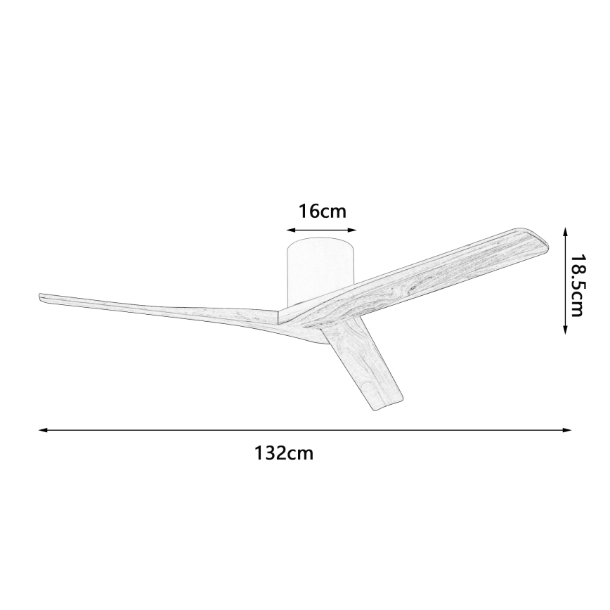 ZEVENTI - Loftventilator VELLON Wi-Fi Tuya hvid/paulowniatræ + fjernbetjening