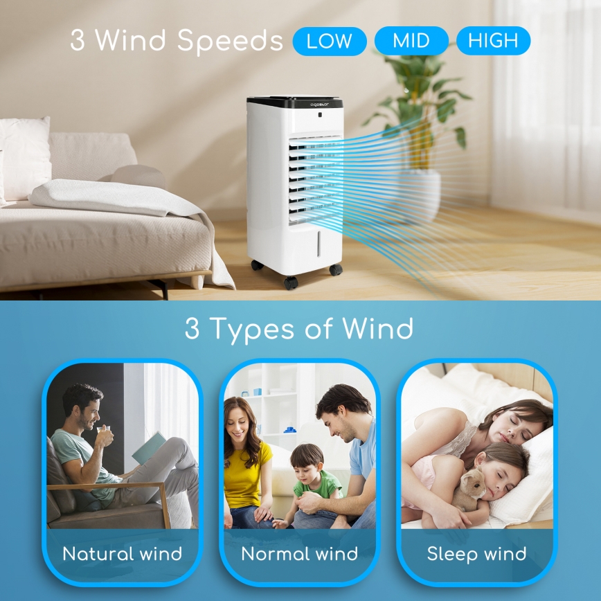 ZEVENTI - Luftkøler ARCTIC 60W/230V sort/hvid + fjernbetjening