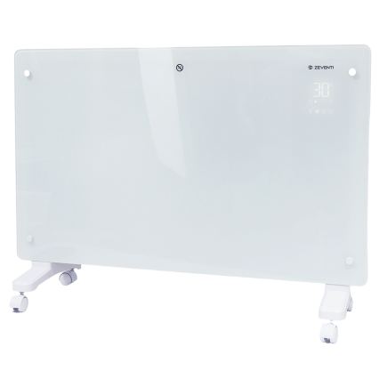 ZEVENTI - Smart vægmonteret elektrisk elvarmer/konvektor med LCD-display 1000/2000W/230V Wi‑Fi hvid