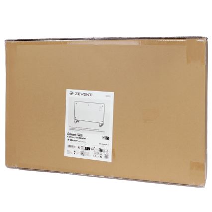 ZEVENTI - Smart vægmonteret elektrisk elvarmer/konvektor med LCD-display 1000/2000W/230V Wi‑Fi hvid