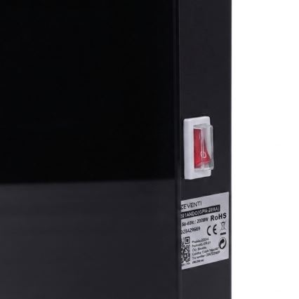 ZEVENTI - Smart vægmonteret elektrisk panelovn/konvektor med LCD-display 1000/2000W/230V Wi-Fi sort