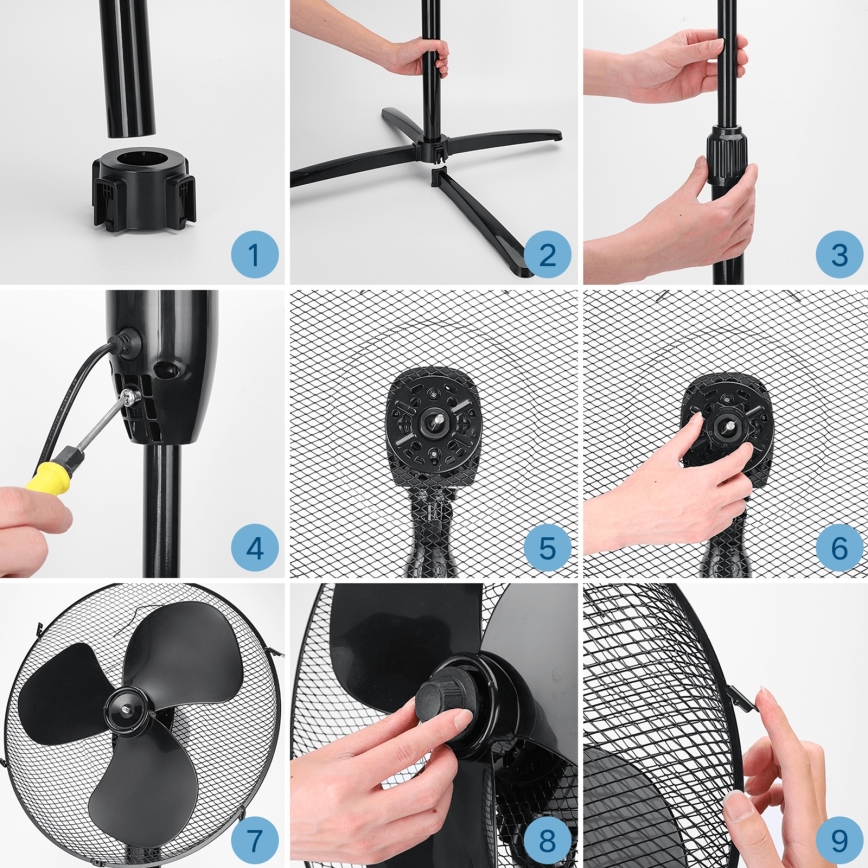 ZEVENTI - Standerventilator FLOW 40W/230V sort