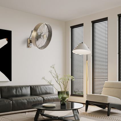 ZEVENTI - Vægventilator FANNY 50W/230V Ø 45 cm bronzefarvet + fjernbetjening