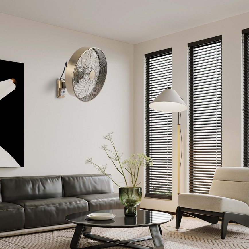ZEVENTI - Vægventilator FANNY 50W/230V Ø 45 cm bronzefarvet + fjernbetjening