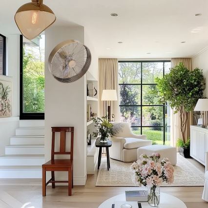 ZEVENTI - Vægventilator FANNY 50W/230V Ø 45 cm bronzefarvet + fjernbetjening