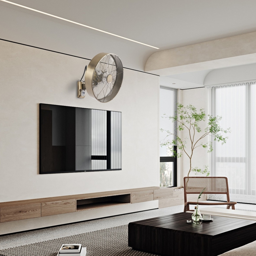 ZEVENTI - Vægventilator FANNY 50W/230V Ø 45 cm bronzefarvet + fjernbetjening