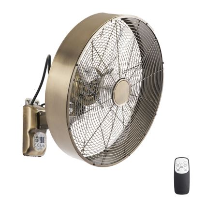 ZEVENTI - Vægventilator FANNY 50W/230V Ø 45 cm bronzefarvet + fjernbetjening