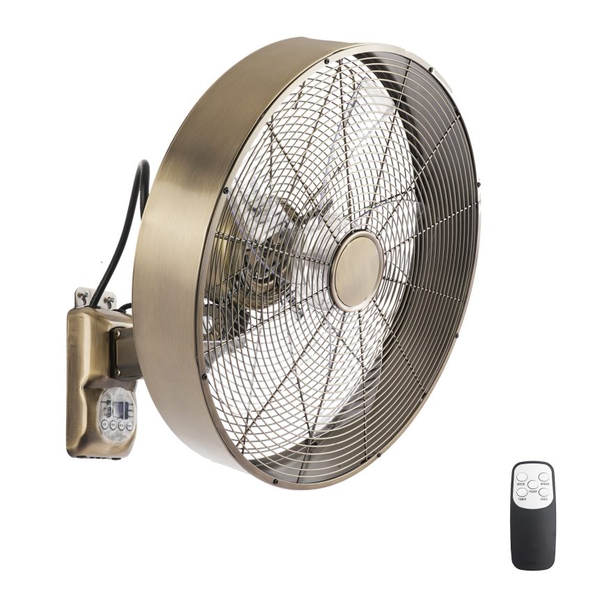 ZEVENTI - Vægventilator FANNY 50W/230V Ø 45 cm bronzefarvet + fjernbetjening