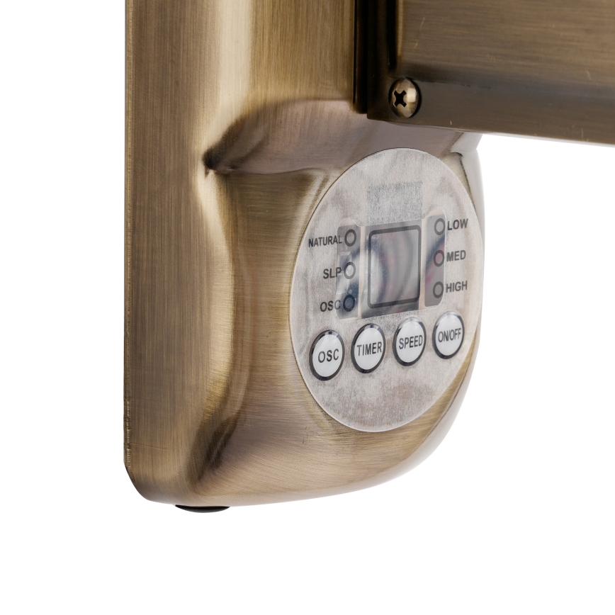 ZEVENTI - Vægventilator FANNY 50W/230V Ø 45 cm bronzefarvet + fjernbetjening