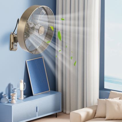 ZEVENTI - Vægmonteret ventilator FANNY 50W/230V i bronze + fjernbetjening