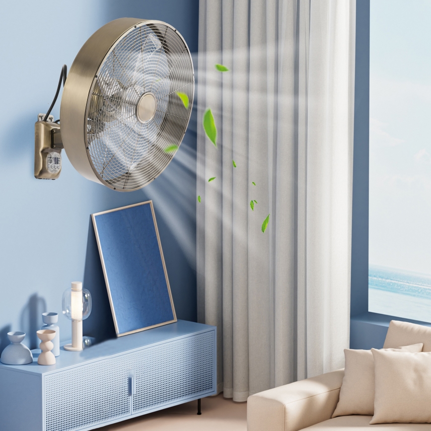 ZEVENTI - Vægmonteret ventilator FANNY 50W/230V i bronze + fjernbetjening