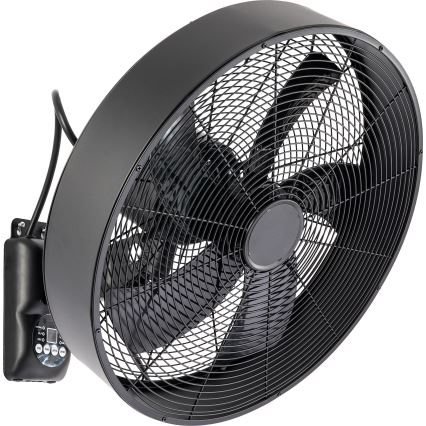 ZEVENTI - Vægventilator FANNY 50W/230V Ø 45 cm sort + fjernbetjening