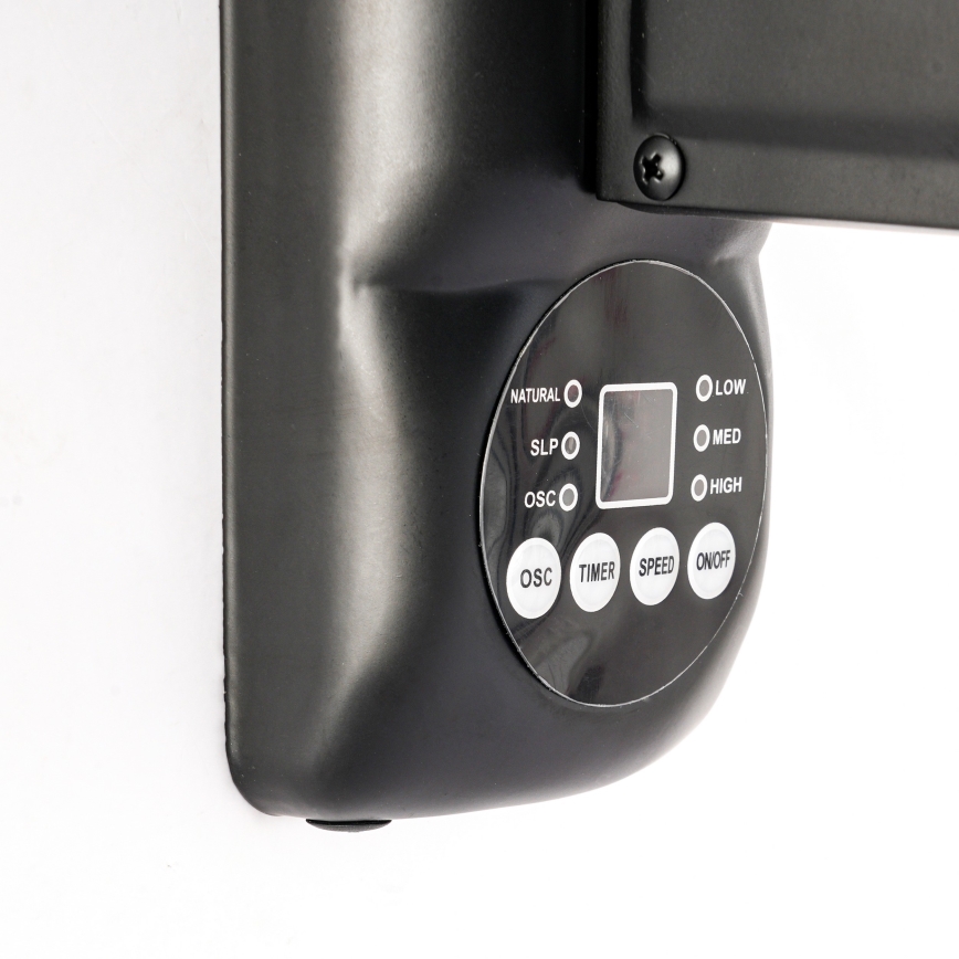 ZEVENTI - Vægventilator FANNY 50W/230V Ø 45 cm sort + fjernbetjening