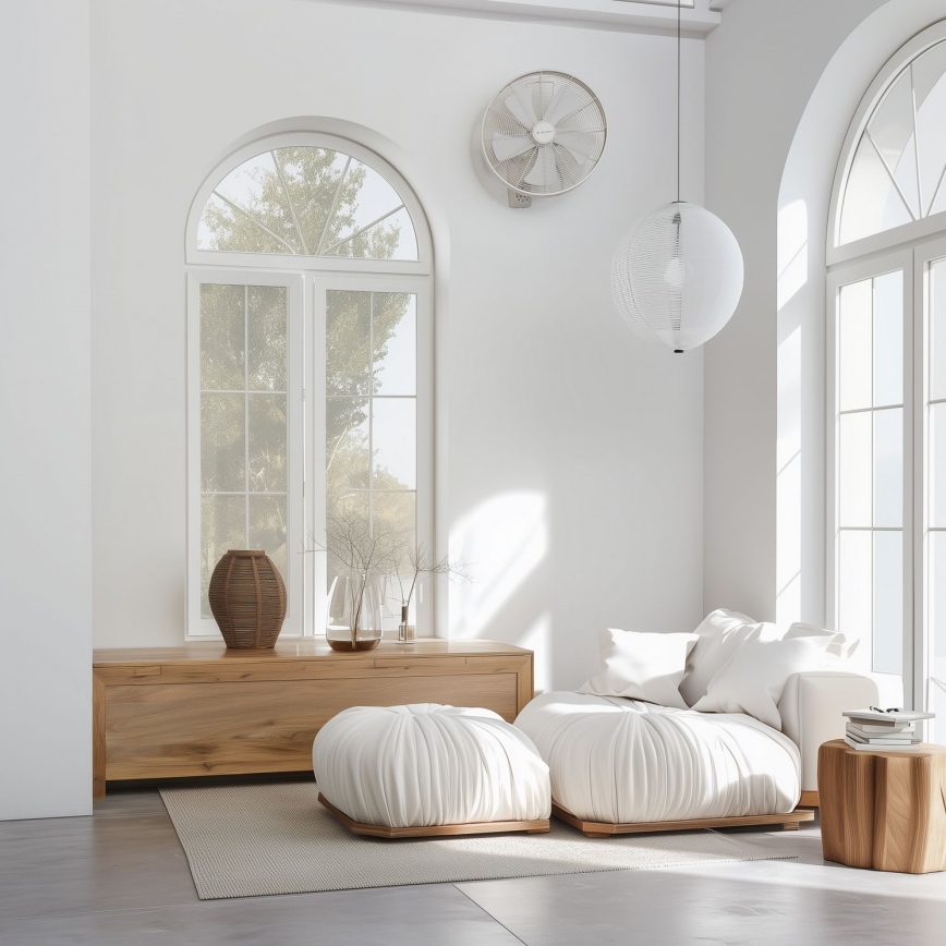 ZEVENTI - Vægmonteret ventilator FREEZE 50 W/230 V Ø 45 cm hvid + fjernbetjening
