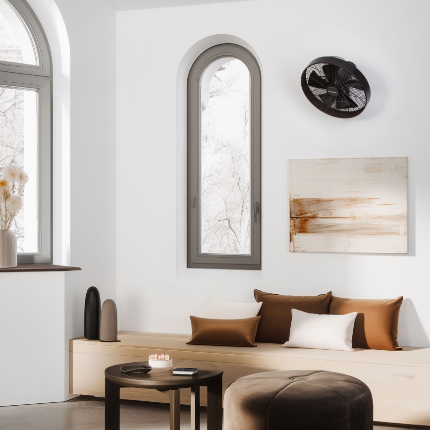 ZEVENTI - Vægventilator FREEZE 50W/230V Ø 45 cm sort/brun + fjernbetjening