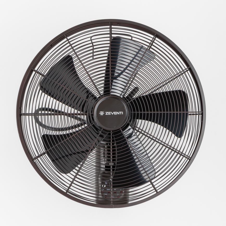 ZEVENTI - Vægventilator FREEZE 50W/230V Ø 45 cm sort/brun + fjernbetjening