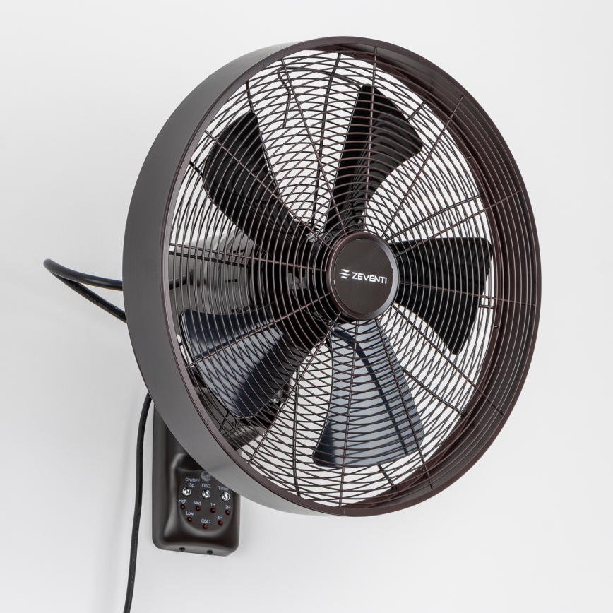 ZEVENTI - Vægventilator FREEZE 50W/230V Ø 45 cm sort/brun + fjernbetjening