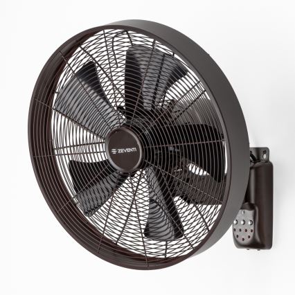 ZEVENTI - Vægventilator FREEZE 50W/230V Ø 45 cm sort/brun + fjernbetjening