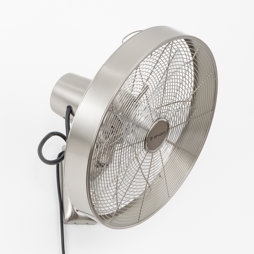 ZEVENTI - Vægmonteret ventilator FREEZE 50W/230V Ø 45 cm mat krom + fjernbetjening