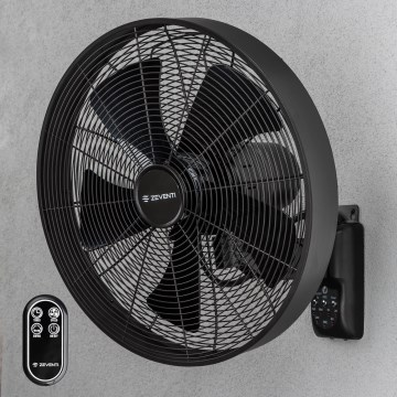 ZEVENTI - Vægmonteret ventilator FREEZE 50W/230V Ø 45 cm sort + fjernbetjening