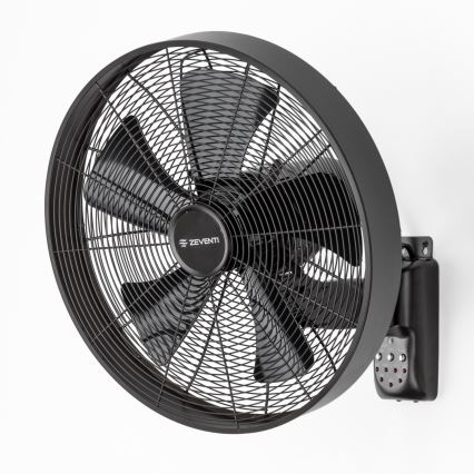 ZEVENTI - Vægmonteret ventilator FREEZE 50W/230V Ø 45 cm sort + fjernbetjening