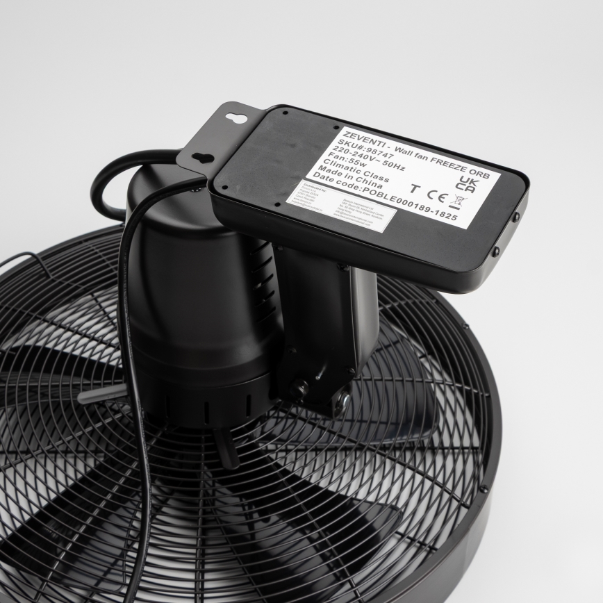 ZEVENTI - Vægmonteret ventilator FREEZE 50W/230V Ø 45 cm sort + fjernbetjening