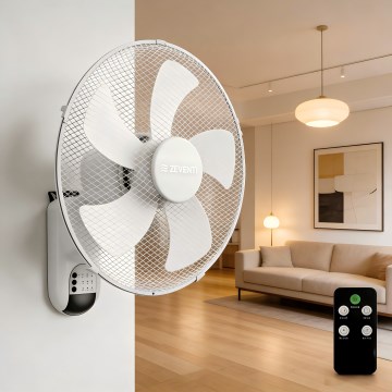 ZEVENTI - Vægventilator FANNY 45W/230V Ø 41 cm hvid + fjernbetjening