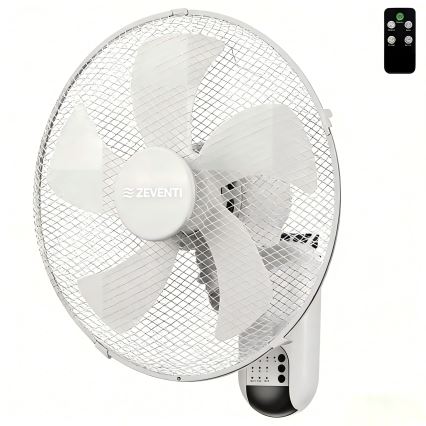 ZEVENTI - Vægventilator FANNY 45W/230V Ø 41 cm hvid + fjernbetjening