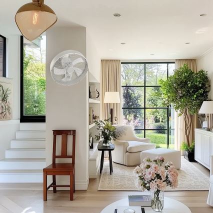 ZEVENTI - Vægmonteret ventilator FANNY 50W/230V Ø 45 cm mat krom + fjernbetjening