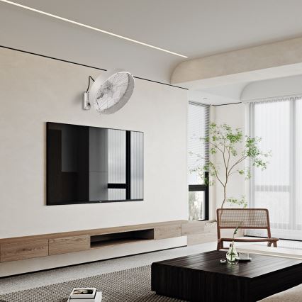 ZEVENTI - Vægmonteret ventilator FANNY 50W/230V Ø 45 cm mat krom + fjernbetjening