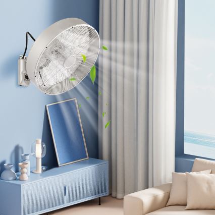 ZEVENTI - Vægmonteret ventilator FANNY 50W/230V Ø 45 cm mat krom + fjernbetjening