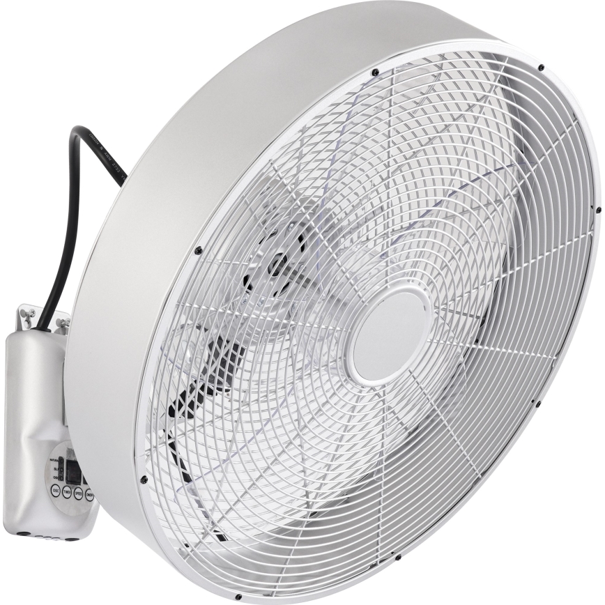 ZEVENTI - Vægmonteret ventilator FANNY 50W/230V Ø 45 cm mat krom + fjernbetjening